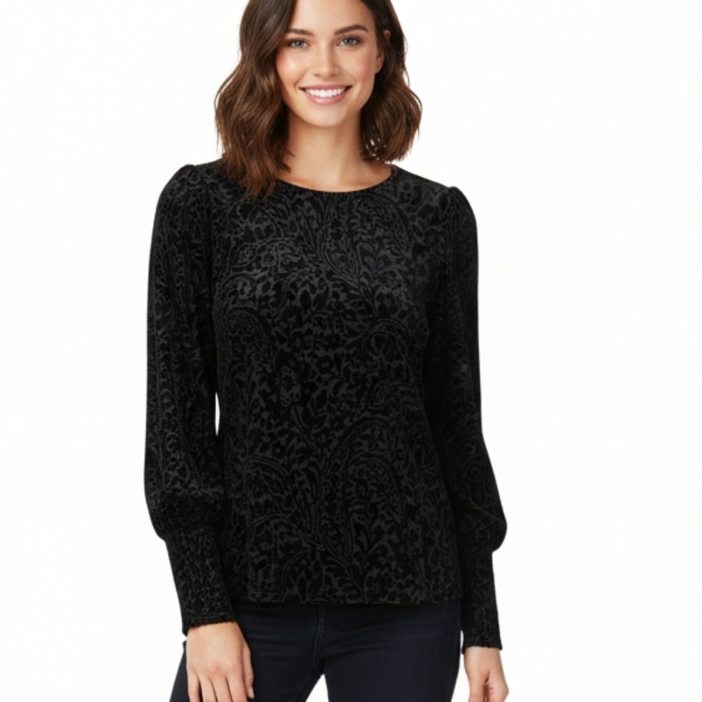 Vintage Lauren Ralph Lauren Elegant Black Velvet Women's Top S Whimsigoth Grunge